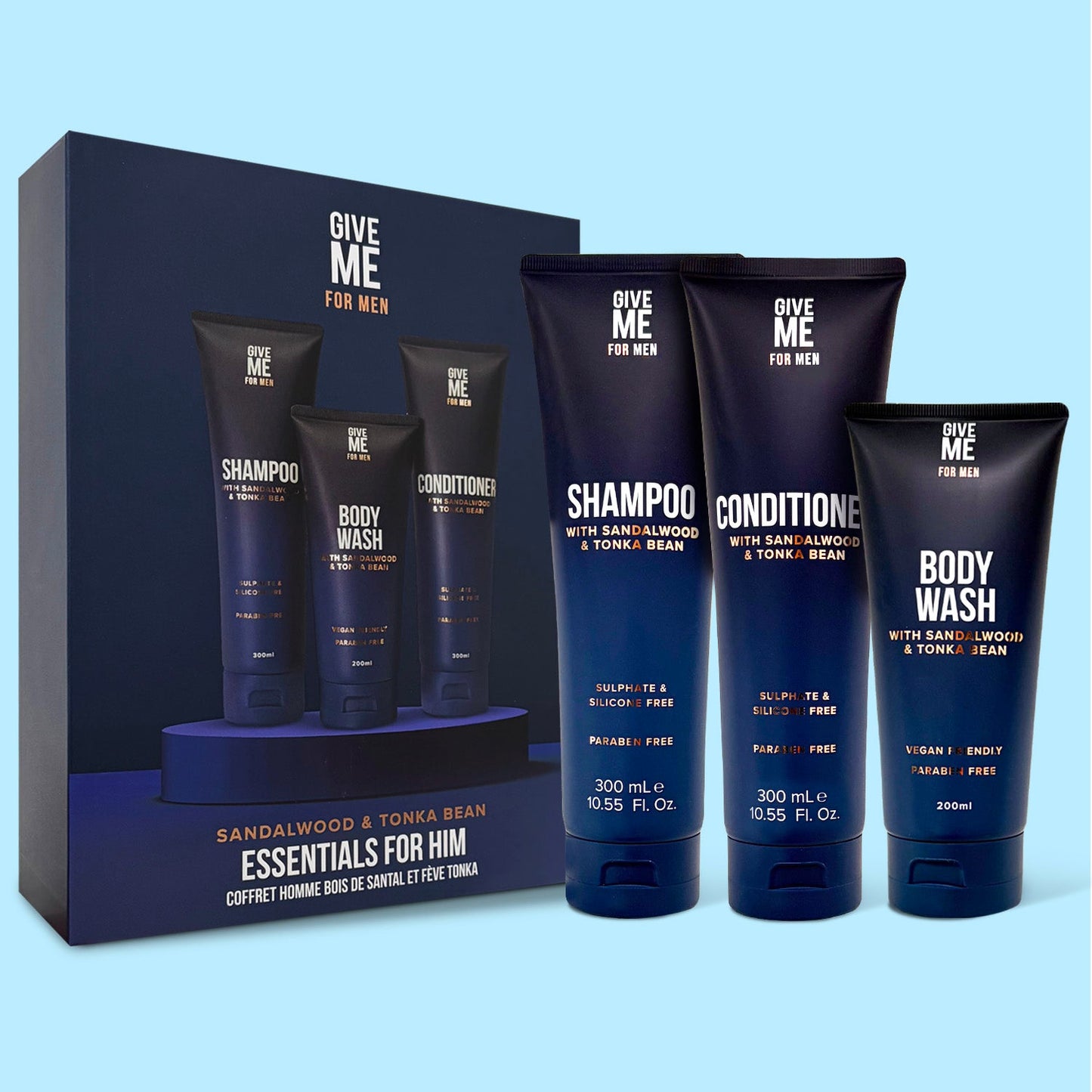 Sandalwood & Tonka Bean Essentials For Him (Worth £20.97) - Give Me Cosmetics