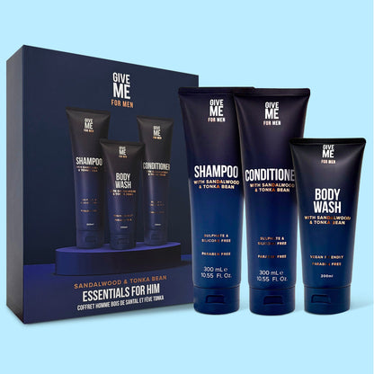 Sandalwood & Tonka Bean Essentials For Him (Worth £20.97) - Give Me Cosmetics
